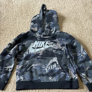 Nike Kids Blue and Gray Camo Hoodie